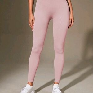 SHEIN Pink Ribbed Leggings
